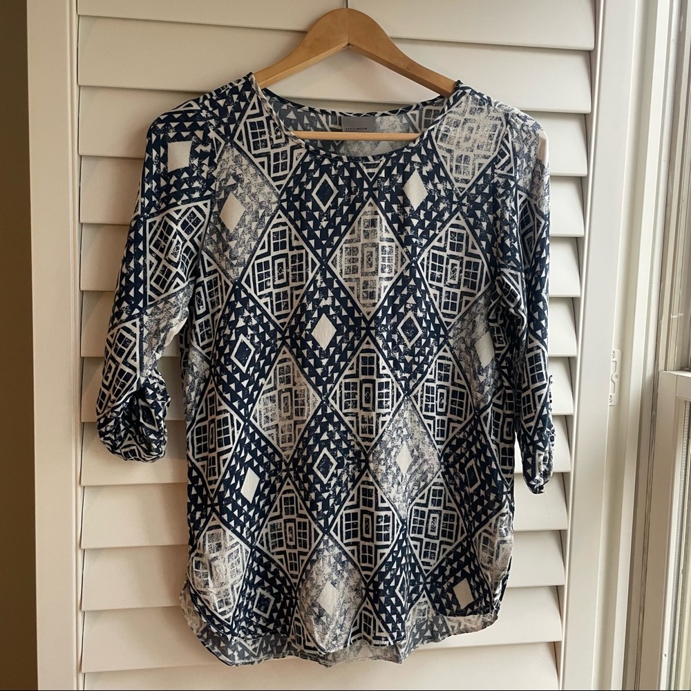 Blue and White Half-Sleeved Vero Moda Too